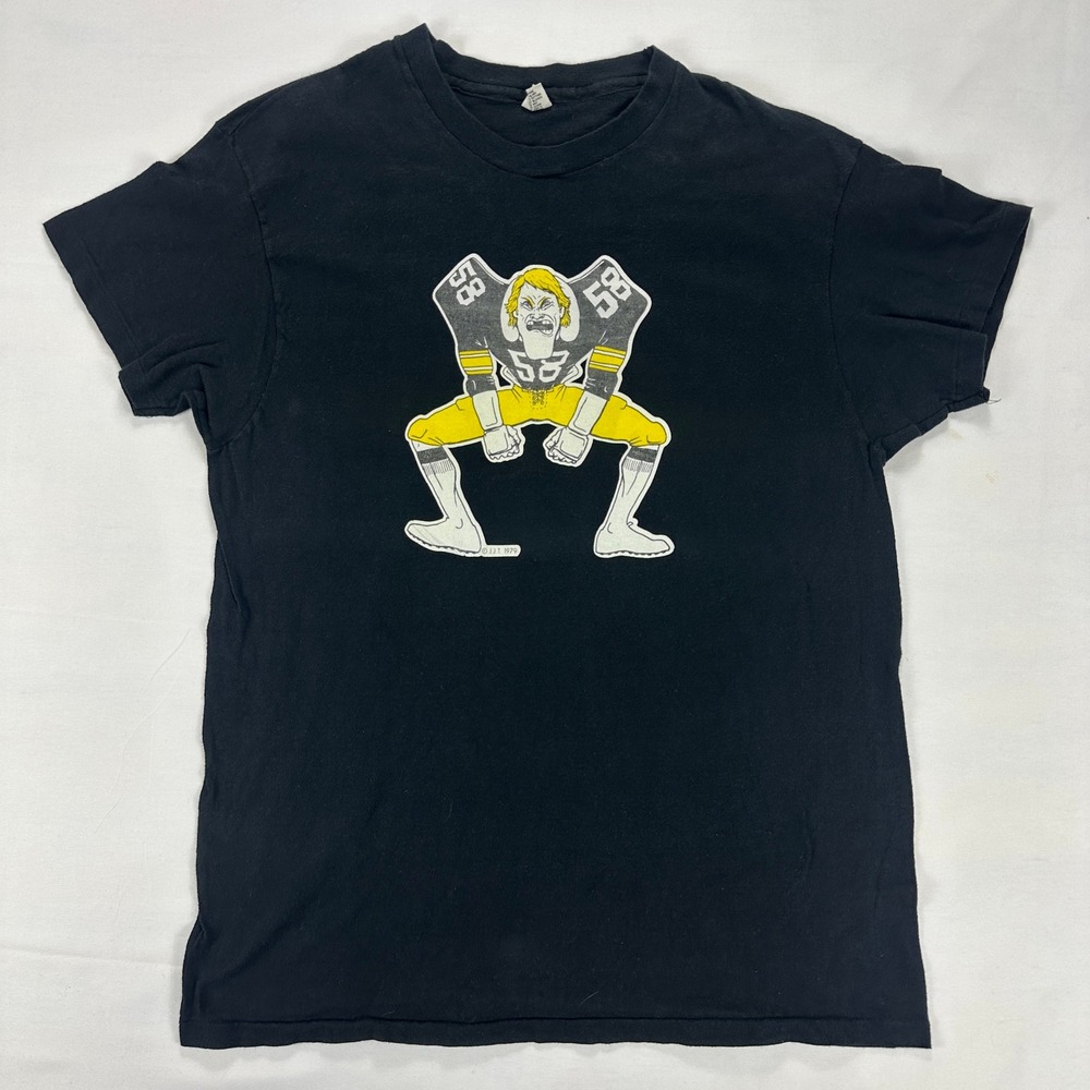 1979 Jack Lambert Caricature Tee Hanes USA XL Steelers Vintage Black Shirt